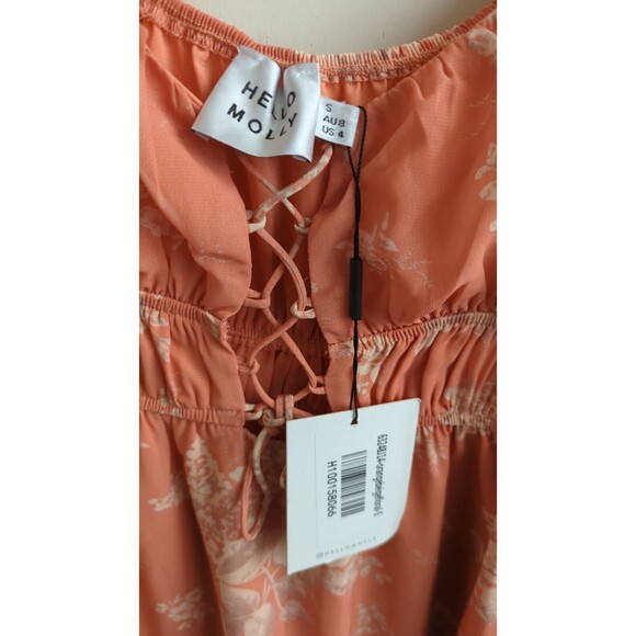 Hello Molly Sweet Harmony Romper Orange Floral Mini Vacation Balloon Slv 4 S - Picture 11 of 13